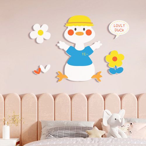 加油开心鸭立体墙贴儿童房间布置墙面装饰品幼儿园环创主题贴画