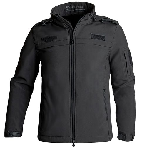 执行抓绒冲锋衣保安警黑色秋冬季加绒保暖拒水训练执勤户外战术服魔术