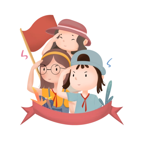 国庆手绘出游假日爱国学生可爱png素材