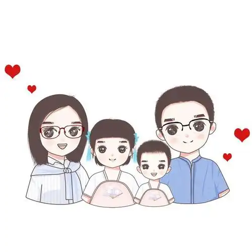 一家三口,四口之家漫画头像,个性头像设计