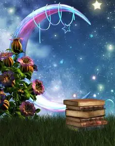 梦幻花园和书籍照片