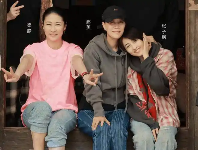 《向往的生活》海报,那英梁静一起干农活,大合照妹妹举动引注意