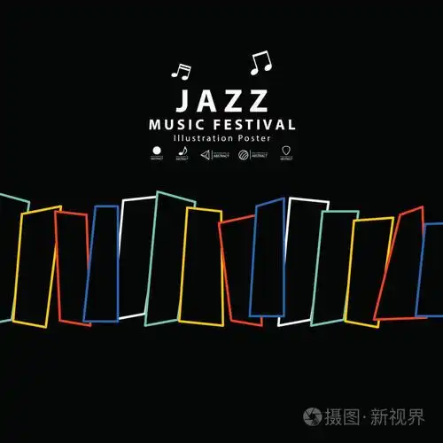 爵士音乐横幅海报广场插图矢量.背景概念.