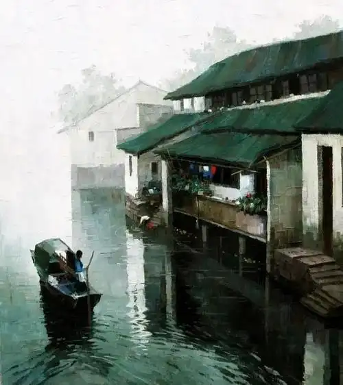 悠远静谧画家张振家如诗般的江南水乡油画太美了