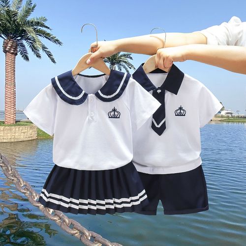 男女童短袖套装夏季兄妹姐弟装幼儿园服儿童宝宝学院风六一表演服
