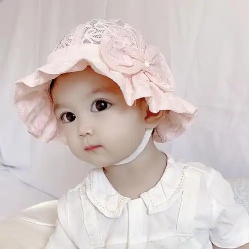 包邮婴儿帽子春秋薄款可爱超萌女宝宝公主盆帽婴幼儿渔夫帽帽夏季