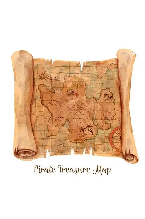 复古纸质藏宝图设计矢量素材