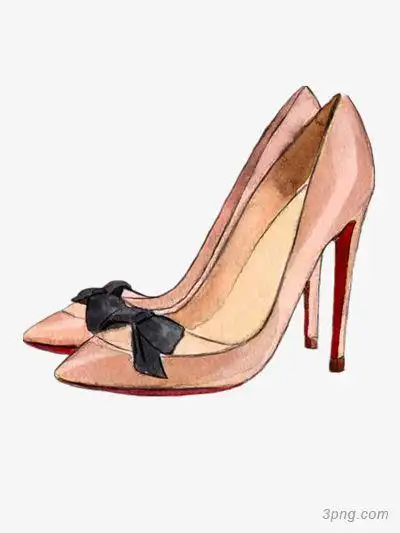 手绘高跟鞋png素材透明免抠图片卡通手绘