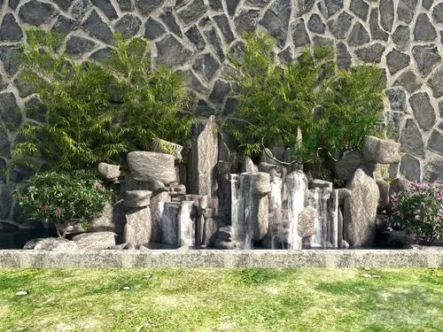新中式假山流水景观小品