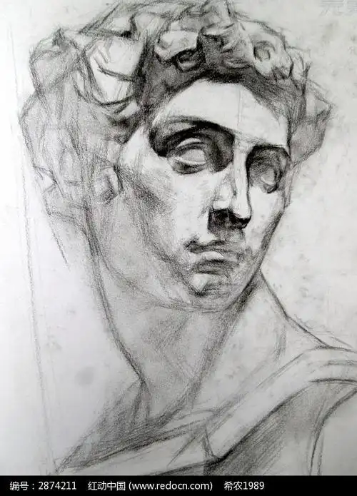 素描未完成的石膏像美第奇