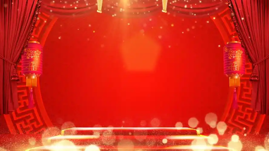红色喜庆中国风新年led舞台背景_1920x1080_高清视频素材下载(编号