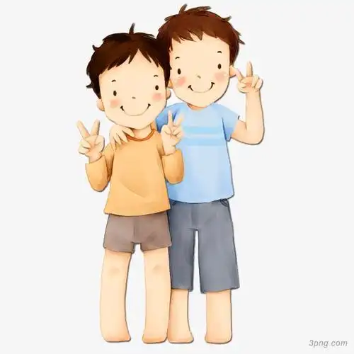 卡通兄弟俩png素材透明免抠图片卡通手绘