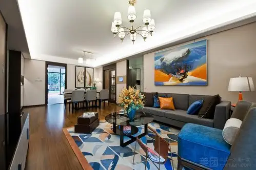 105平米三室户现代简约风格装修效果图-宁波美团网