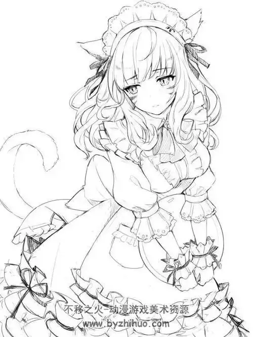 动漫二次元角色描绘线稿 百度网盘分享参考 450p