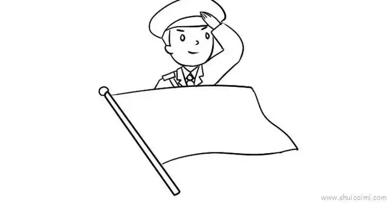 学生敬礼怎么画小学生敬礼简笔画图片大全带颜色军人背影简笔画如何画