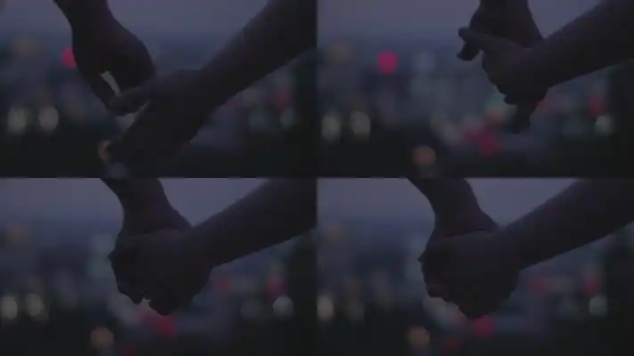 情侣夜晚牵手视频素材