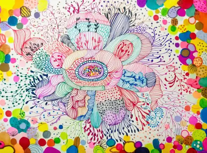 慢慢画儿童画点线面创意装饰画课效步骤