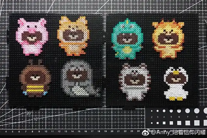 anny的手作##拼拼豆豆##我爱拼豆# 只要是布朗熊!我必须要拼拼拼!