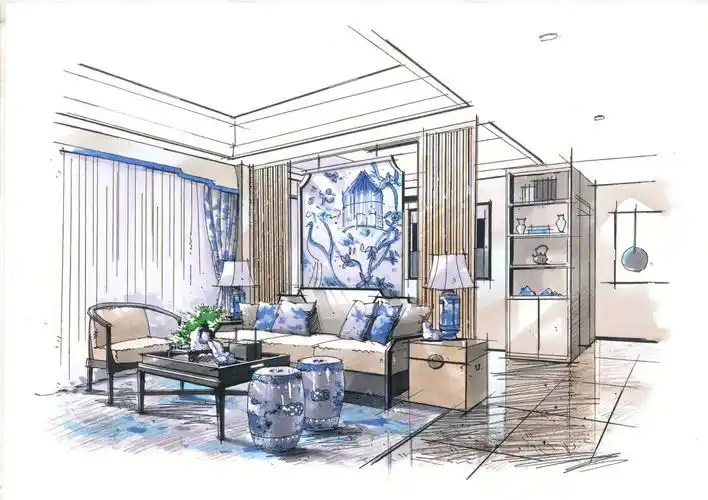 小清新室内手绘效果图