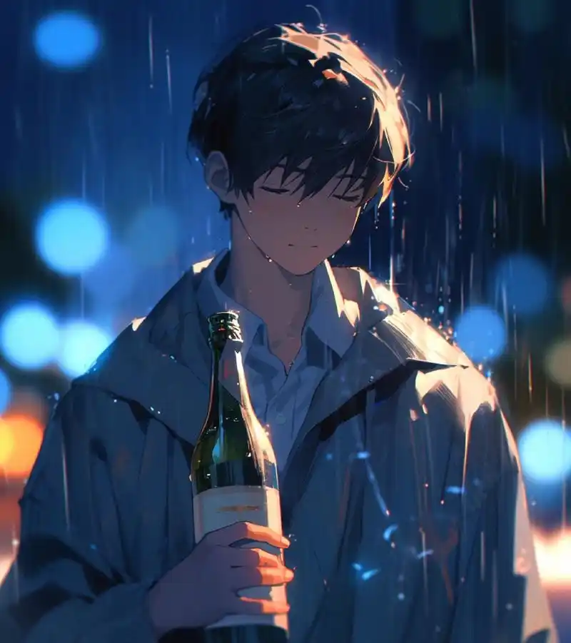 简约男生头像 i 喝着喝着就哭了 愈系男头,蓝色系,治愈系, 关键词:at