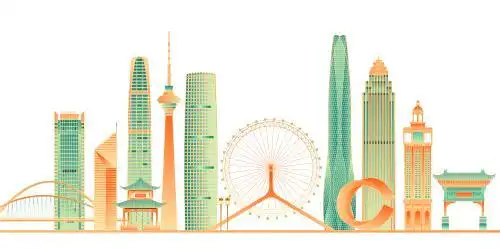 天津地标建筑矢量插画