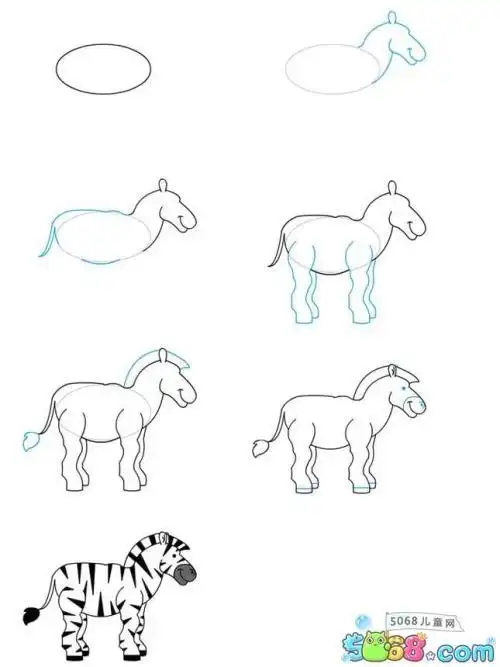 斑马的简笔画教程-动物简笔画画法
