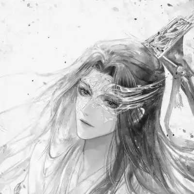 漫画古风男生头像黑白高清图片