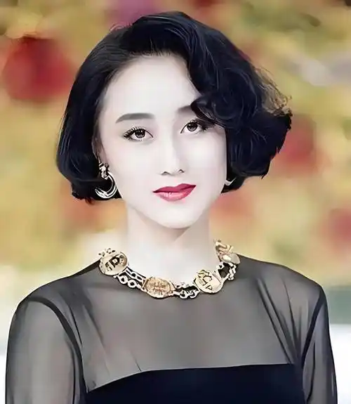 原创李连杰妻子利智短发造型黑色网纱裙子尽显优雅气质