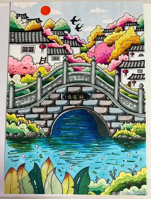 50张~创意美术儿童获奖范画,很值得初学者临摹,色彩都是高级感!