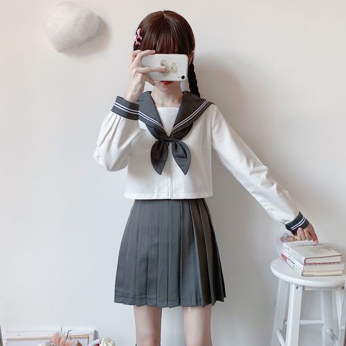 jk制服基础款学院风正统学生校班中间服灰二本水手服长短袖女优惠券