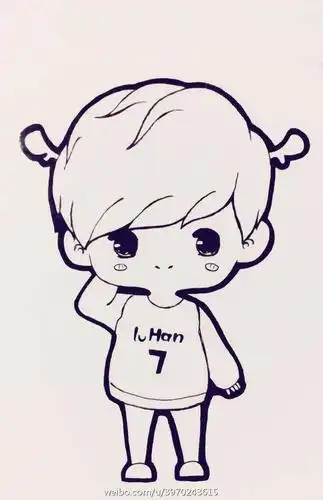 求鹿晗的正面简笔画