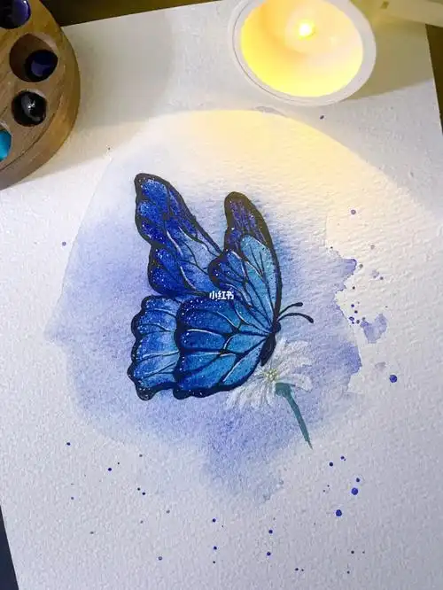 鲁本斯钢笔淡彩水彩蝴蝶03