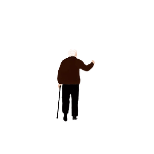 卡通手绘老爷爷人物背影设计