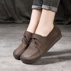 豆豆鞋女平底奶奶鞋女2022新款休闲真皮牛皮软底单鞋手工鞋子女夏