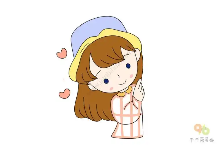 手帐素材拥有治愈系笑容的阳光女孩简笔画