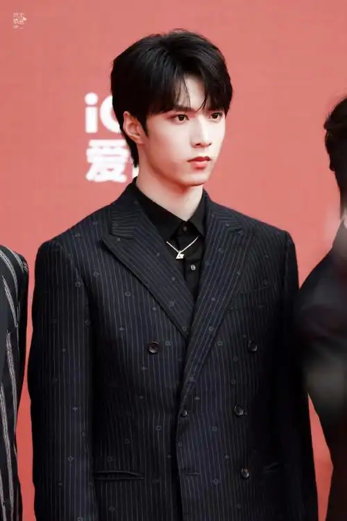 北京国际电影节##刘耀文想演魔术师##刘耀文北影节蓝色条纹西装造型