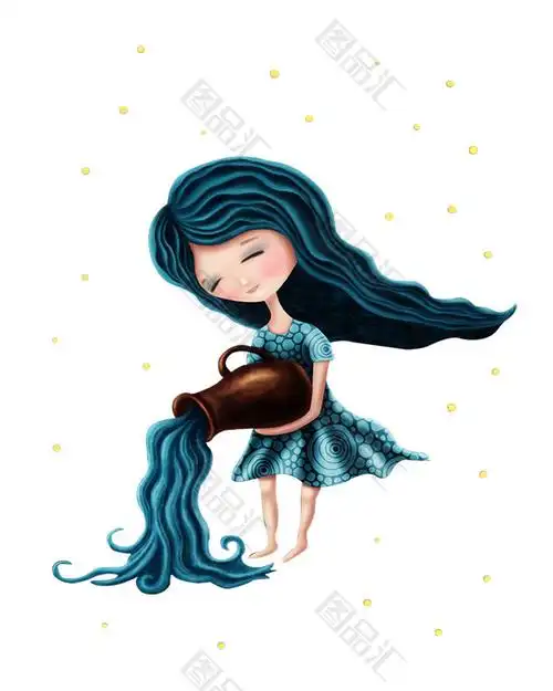 手绘水瓶座素材