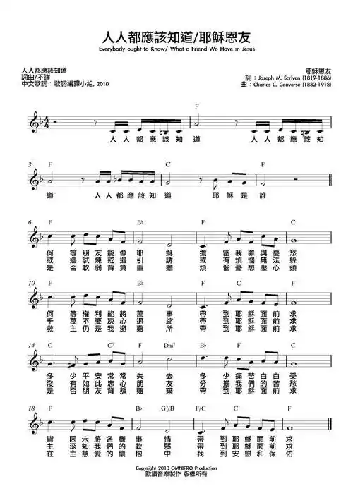 (编辑)查看更多>>(人人都应该知道_耶稣恩友) / 南窗听雨编辑相关歌谱