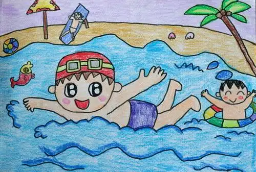 《我是游泳高手》/少儿绘画作品/儿童画/网络美术馆_中国少儿美术教育