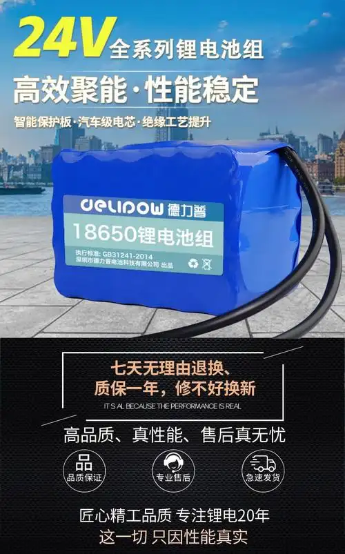 德力普delipow24v锂电池组6串18650大容量252伏电瓶移动电源便携可