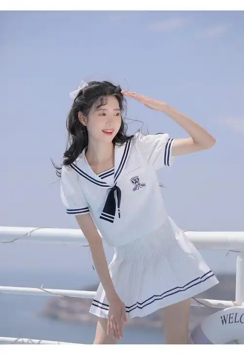 jk初中学生高中女生不良少女水手服海军风甜美套装裙日系条纹jk学院风