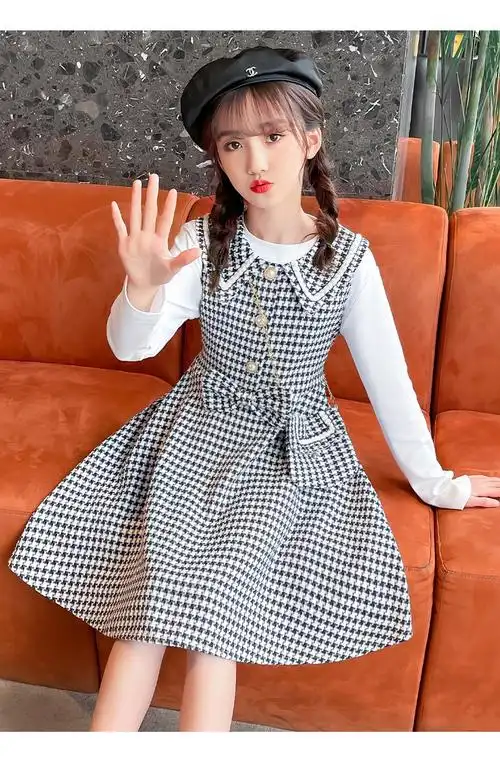 软兔女童连衣裙中大童春装八10九12十13岁小学生女孩公主裙子洋气套装