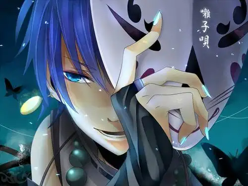 戴半部面具的动漫男人图片