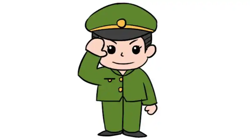 军人敬礼涂色模板