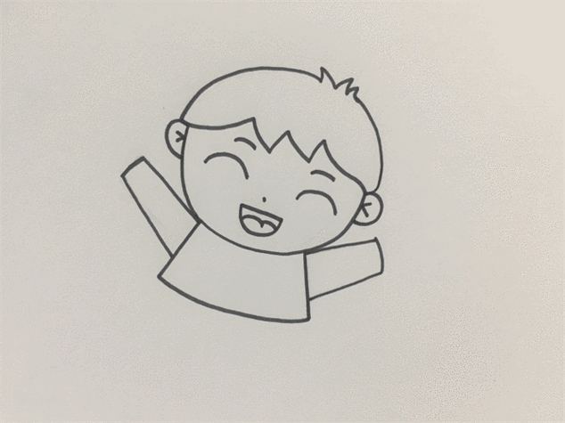 手指天空的男孩简笔画