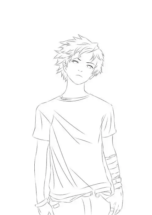 二次元男生线稿