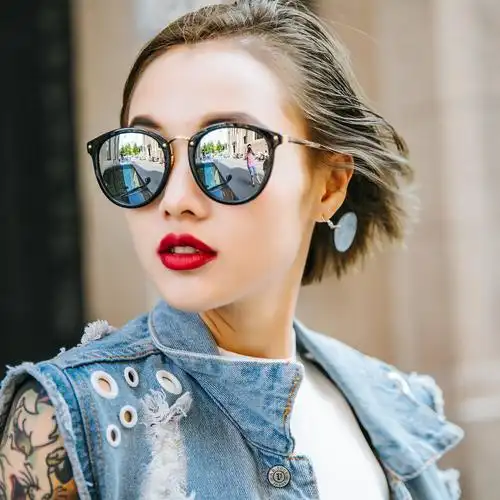 潮人款韩版圆框墨镜女士太阳镜2016女潮复古