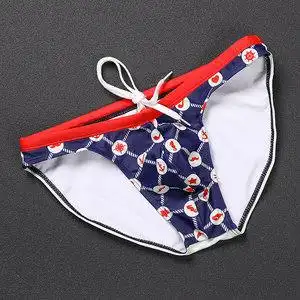 新款男士三角泳裤成人海军锚元素潮牌日系低腰性感比基尼超小美黑