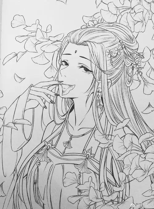 古风人物线描素材分享(第二弹)可以让学生用来画彩铅,水彩儿童创意