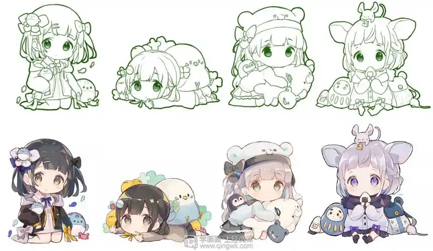 日系厚涂之q版人体动态练习